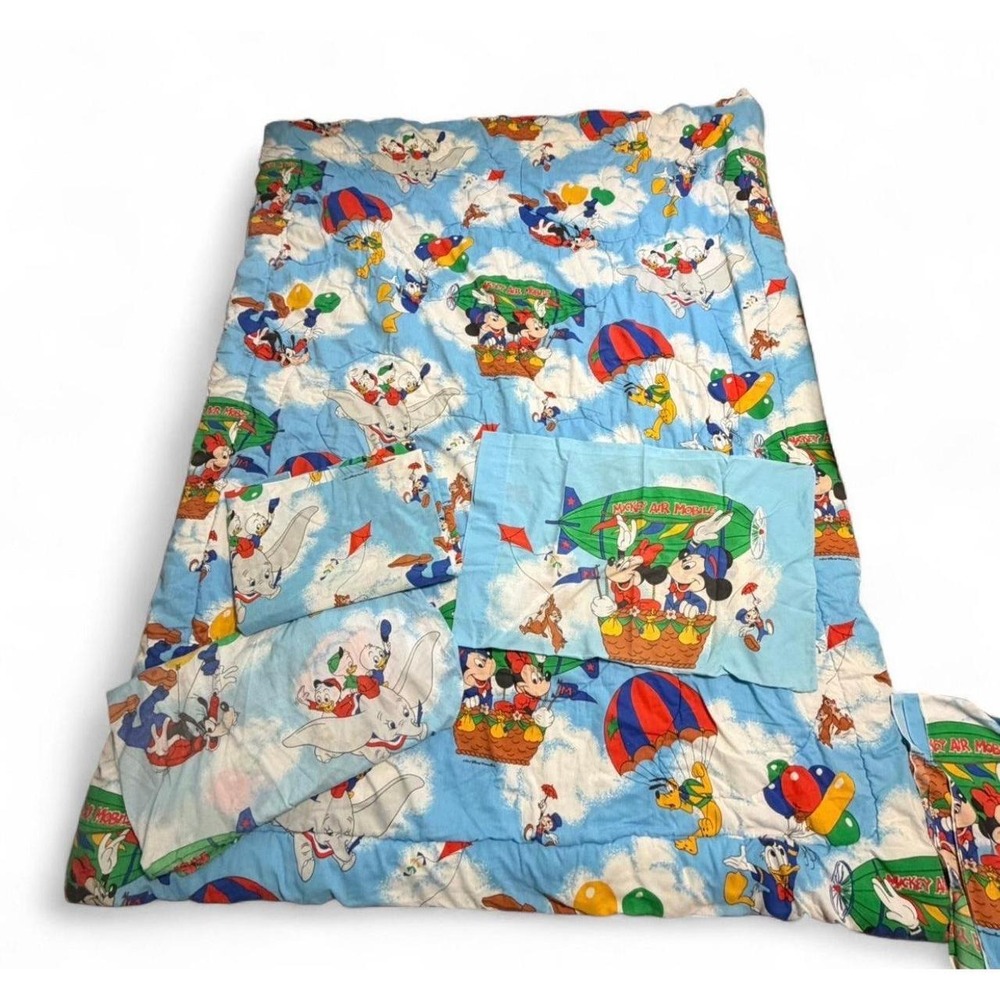 Vintage Disney Mickey Air Mobile Twin Bedding Set Comforter Sheets Pillowcases